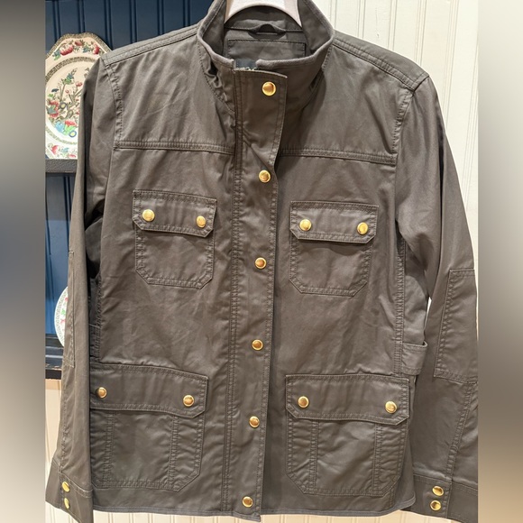 J. Crew Jackets & Blazers - J Crew Downtown Field Jacket women’s size Medium M Waxed Cotton Dark Green Gold